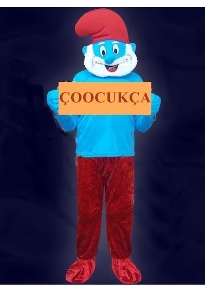 Çocuk Şirin Baba Kostümü Renkli Çok Renkli