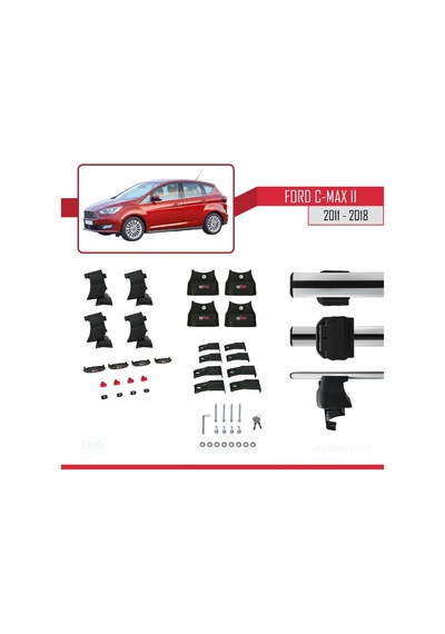 Ford C-max Iı 2011-2018 Arası İle Uyumlu Ace-4 Ara Atkı Tavan Barı Gri