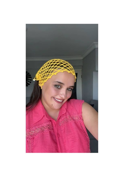 El Örgüsü Sarı Saç Filesi - Bohem Stil Bandana Sarı