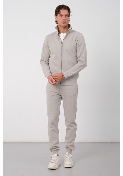 Dechers Erkek Antrasit Dik Yaka Fermuarlı Piqué Double Face Kumaş Regular Fit Eşofman Takım - E226 Taş Dechers Erkek Antrasit Dik Yaka Fermuarlı Piqué Double Face Kumaş Regular Fit Eşofman Takım - E226 Taş