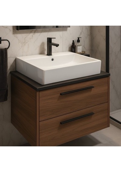 Beyaz Delikli Dikdörtgen Lavabo 50x42 Cm Modern Ve Şık 508 Yeşil