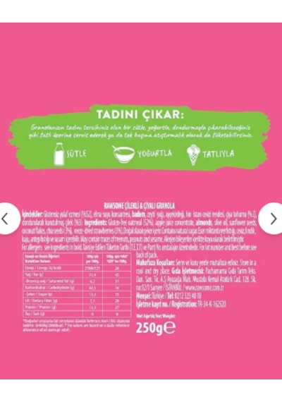 Glutensiz Çilekli & Çiyalı Granola 250 G