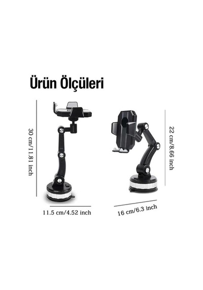 Coofbe Robotic 2in1 Araç İçi Torpido Üzeri Telefon Tutucu Araç Ön Cam Telefon Tutucu Teleskopic