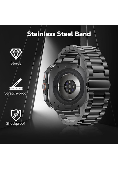 Samsung Galaxy Watch 7 Ultra 47mm Uyumlu Paslanmaz Çelik Akıllı Saat Kordonu Metal Toka