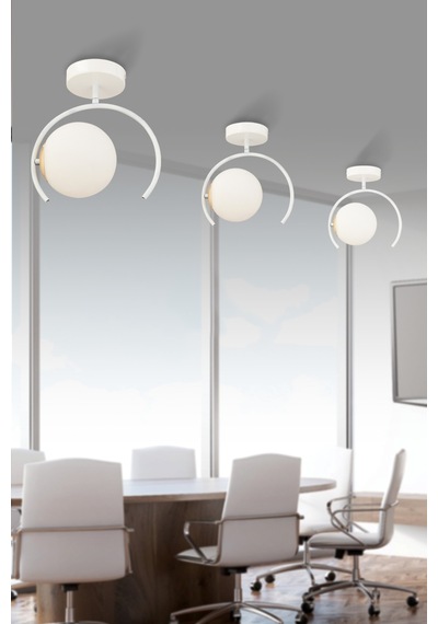 Esse Beyaz Glob Camlı Modern Beyaz Plafonyer Hol Antre Beyaz Beyaz