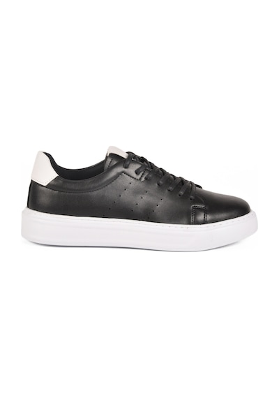 Siyah Beyaz Bağcıklı Hafif Erkek Sneaker 136 M Siyah-beyaz