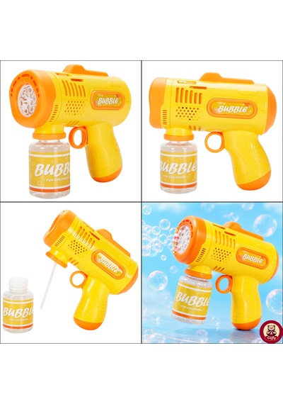 Oyuncak Işıklı Otomatik Köpük Tabancası Bubble Gun 5000+ Köpük Çocuklar İçin Sarı Renk