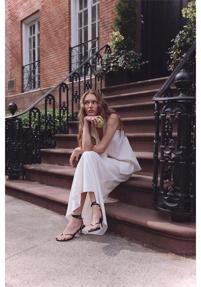 Suud Collection Beyaz Serena Kloş Etek