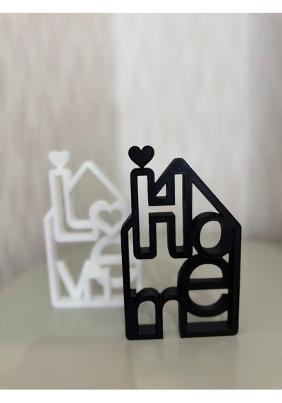 "home & Love" Dekoratif Obje Minimalist Ev Ve Ofis Aksesuarı Siyah Beyaz 2'li -