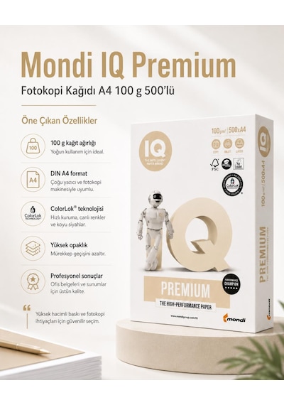 Mondi Iq Premium Fotokopi Kağıdı A4 100 G 500 Lü