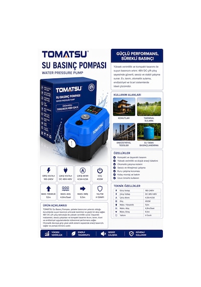 Tomatsu 3 Kat 5 Daire Akıllı Su Basınçlandırma Otomatik Hidrofor 32 Metre Basma - Sıcak Ve Soğuk Suya Uygun