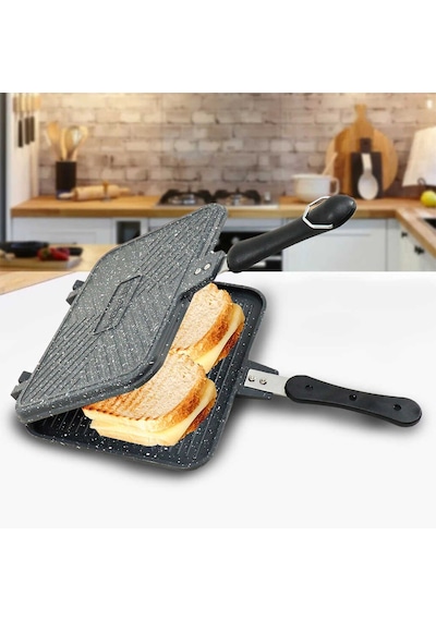 Meşeler Granit Döküm Ocak Üstü El Tost Makinesi ve Çok Amaçlı Tav Gri