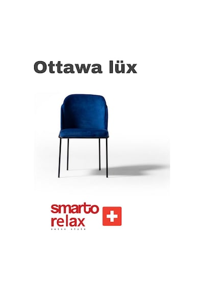 Smarto Relax Ottawa Lüx 2'li Yemek Masası Sandalye Seti - Metal Ayaklı, Mavi Kumaş Mavi