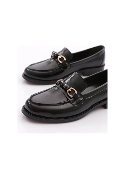 Dgn 2624412 Kadın Tokalı Loafer Ayakkabı Siyah Rustik