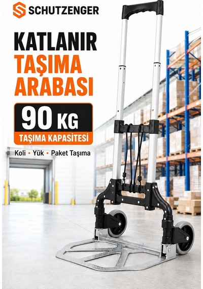 Pro 90 Kg Kapasiteli Yük Koli Paket Taşıma Arabası Katlanır El Arabası Cc66