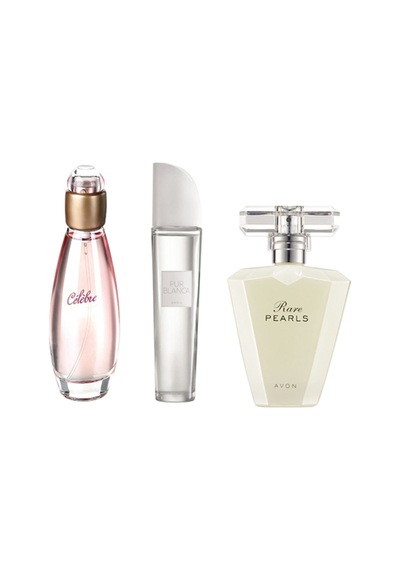 Avon Celebre + Pur Blanca Kadın Parfüm EDT 2 x 50 ML + Rare Pearls Kadın Parfüm EDP 50 ML