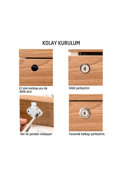 Fivestar Fck004 Katlanır Anahtarlı Oval Çekmece Kilidi 22 Mm