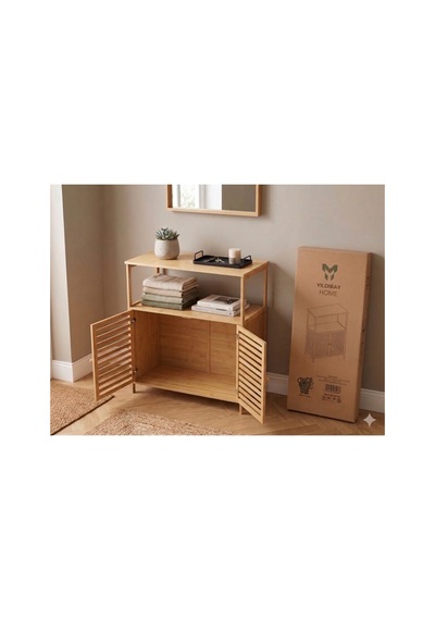 Yıldıray Metal Bambu 2 Kapaklı Raflı Düzenleyici Organizer Bej