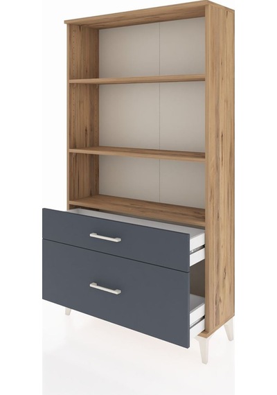 Arges Dolap 3 Raflı 2 Çekmeceli 88x30x163 Çam-antrasit Atlas Çam
