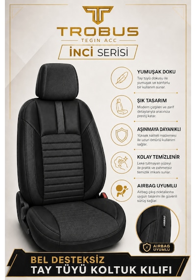 Nissan Note 2006-2012 Uyumlu İnci Serisi Siyah Oto Koltuk Kılıfı