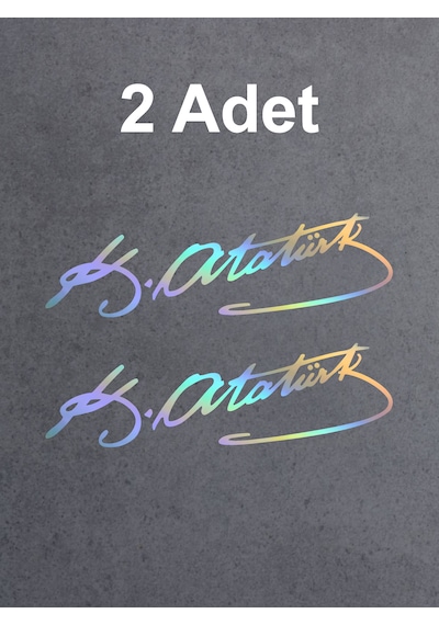 Mustafa Kemal Atatürk İmza 2 Adet Sticker - Araba Oto Motosiklet Karavan Sticker - 00016 12x3,5 Cm