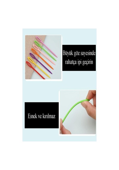 Çuvaldız Yün İğnesi Renkli Plastik 24 Cm 10 Adet Plastik Yün Örgü Örme Dikiş İğnesi Dokuma İğnesi Yün Dikme İğnesi