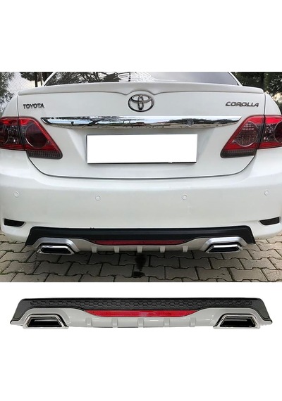 Toyota Corolla Gri Difüzör Difizör Kare Egzoz Görünüm Reflektörlü Uyumlu
