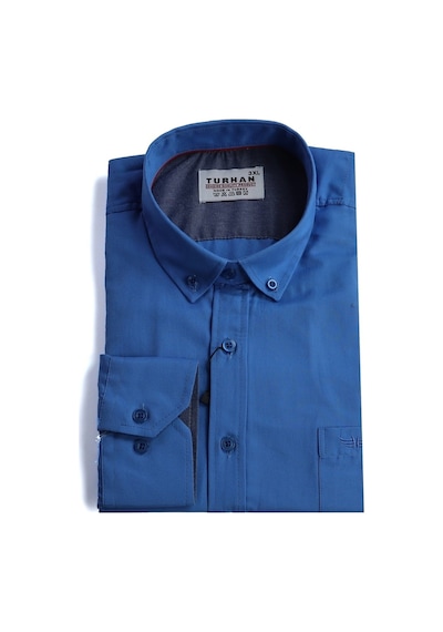 Erkek Büyük Beden Slim Fit Turhan Mevsimlik Uzun Kol Gömlek Mavi