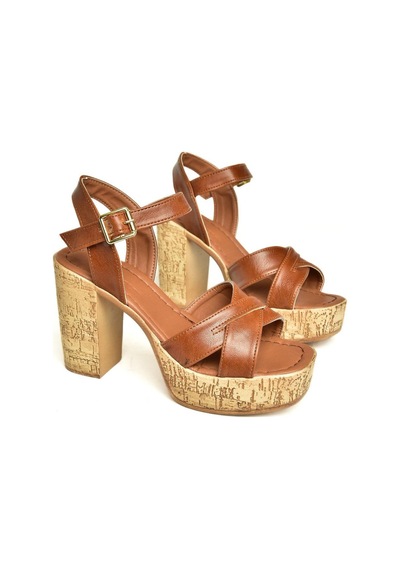 Fox Shoes U996251509 Taba Platform Kalın Topuklu Kadın Ayakkabı Taba