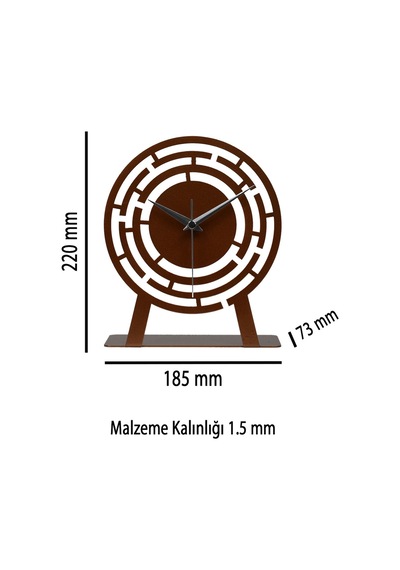 Labirent Model Metal Lazer Kesim Akar Sessiz Mekanizmalı Masa Saati Bakır