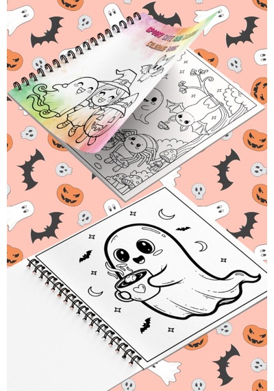 Halloween Spooky Cute And Kawaii Bold And Easy 20 X 20 Cm Büyük Boyama Kitabı