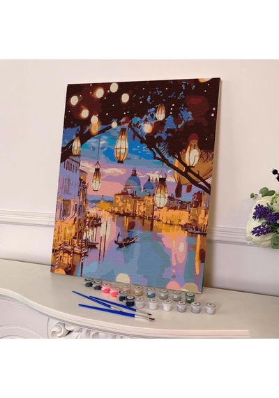 Sayılarla Boyama Seti 40 X 50 Cm Tuval Şasesine Gerili Akşam Manzarası