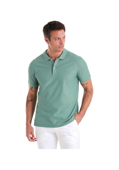Hatemoğlu Yeşil Regular Fit Merserize Polo Yaka Pamuklu Tişört 35362024c021 Yşş Yeşil