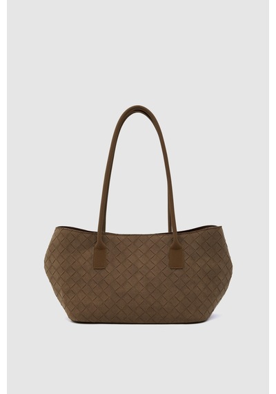 Shule Bags Veneta Süet Shopper Omuz Çantası Taba Taba