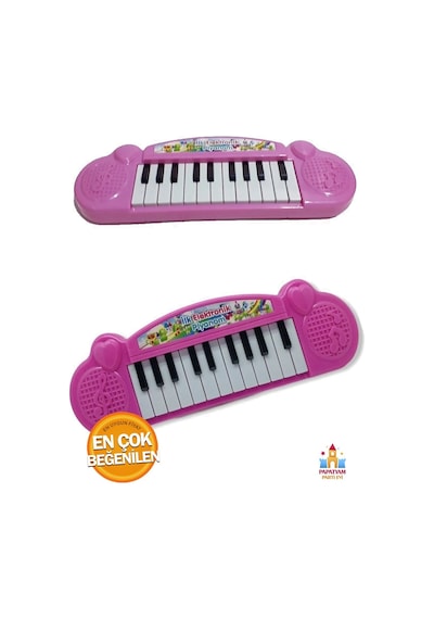 Pilli Türkçe Sesli Müzikli Eğitici Çocuk Oyuncak Piyano Müzikler Notalar İle Müzik Dersi Pembe Renk