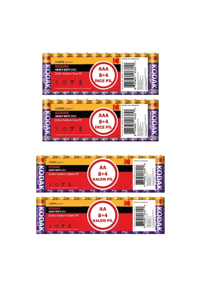 Kodak Çinko Karbon 24 Adet İnce Ve 24 Adet Kalem Pil 48 Adet