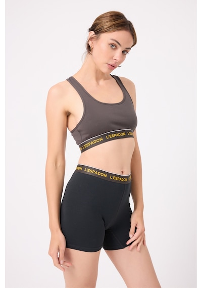 Racer Crop Top Racer Back Crop Top-3285 Kömür Gri Kahve