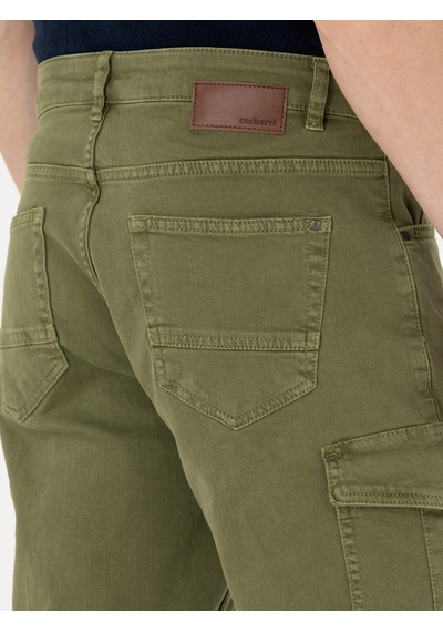Cacharel Haki Slim Fit Jean Bermuda Şort Yesıl