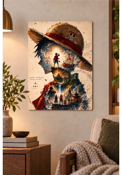Dekoratif Luffy Metal Tablo Modern Duvar Dekorasyonu Anime Çok Renkli