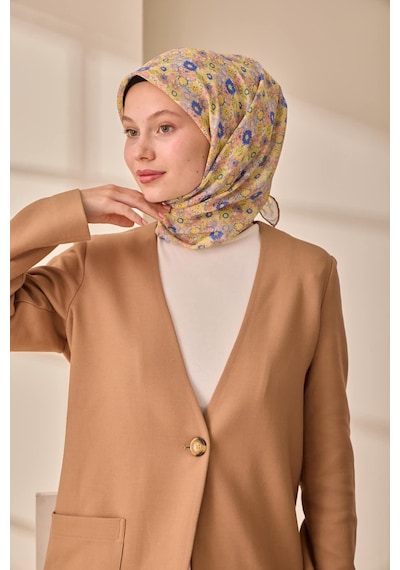 Silk Home Soft Eşarp 73092-25 Yavruağzı, Sarı, Mavi, Vizon