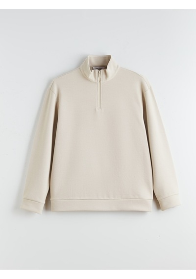 Lcw Vision Gri Fermuarlı Dik Yaka Erkek Kalın Sweatshirt