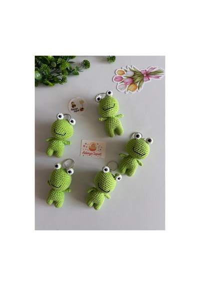 Adenya Sepeti Amigurumu Açık Yeşil Kurbağa Anahtarlık