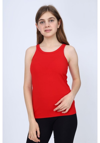 Toontoy Kız Çocuk Bisiklet Yaka Basic Atlet Kırmızı