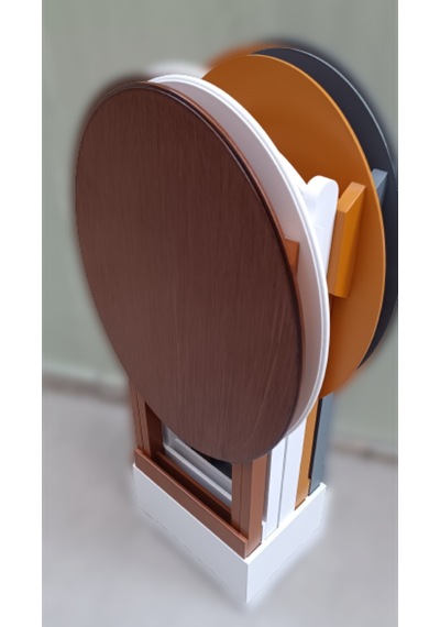 Çanta Zigon Sehpa Oval Dörtlü Model Ahşap Mdf Gri,ceviz,beyaz Ve Hardal Renk Uyumu El Yapımı