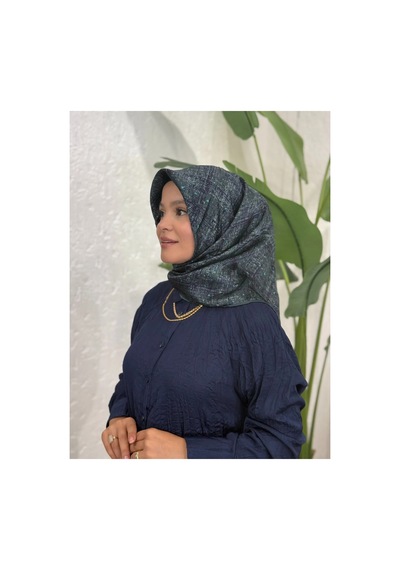 Aker Renkli İpek Krep Saten Eşarp 9074701 Koyu Yeşil/lacivert - 351 Koyu Yeşil/lacivert - 351