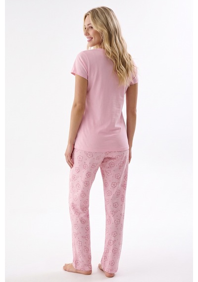Nbb Kadın Pembe Bloom Bisiklet Yaka Pijama Takımı