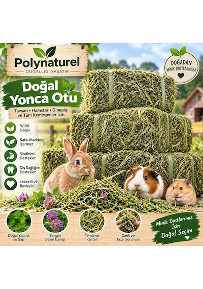 Polynaturel Doğal Yonca Otu 2000 Gr Tavşan, Hamster, Guinea Pig Ve Kemirgenler İçin Kuru Yonca Yem