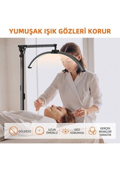 Trled F-700b Katlanabilir Ayaklı Ve Tekerlekli Siyah Güzellik Salonu Lambası Beyaz - Beyaz Işık
