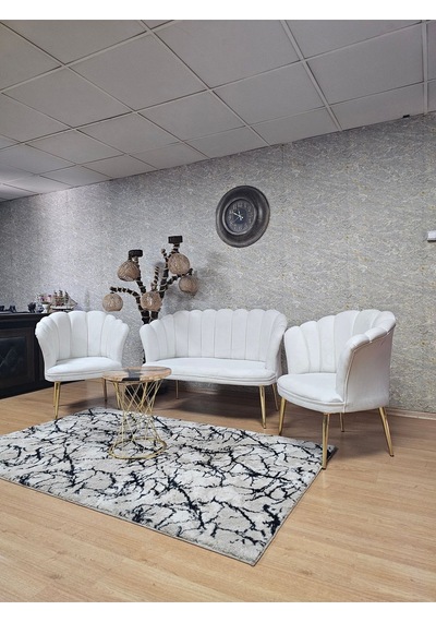 Papatya Çay Seti Koltuk Takımı Gold Sivriltme Ayak, Balkon, Salon 001