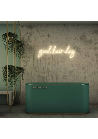 Good Hair Day Yazılı Neon Tabela Beyaz